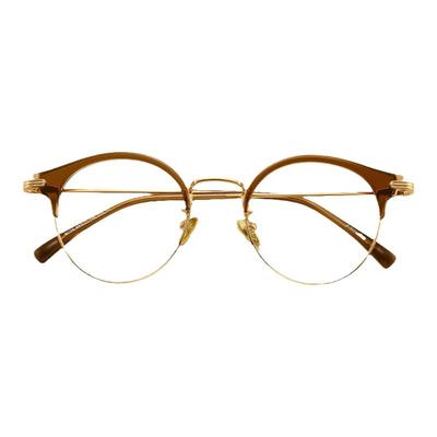 纯钛茶色眼镜框女大脸潮复古半框显瘦钛架近视镜框女显脸小眼镜架