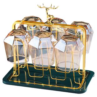 玻璃水杯架沥水架轻奢放茶杯茶盘倒挂杯架子家用置物架杯子带支架