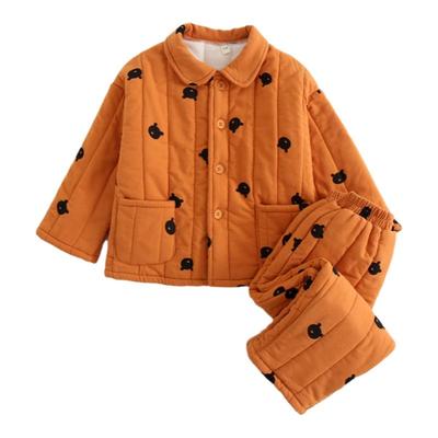 纯棉可爱磨毛冬季男童睡衣套装