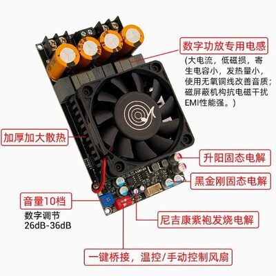 ZK-3002数字功放板大功率TPA3255立体声300WX2桥接单声道600W
