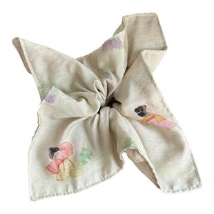 可爱小唐人~古风天丝棉复古高级感气质小众甜美可爱发圈方巾发饰