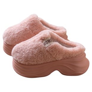 8cm厚底增高棉拖鞋女款2025新款秋冬季时尚外穿办公室包头半拖鞋
