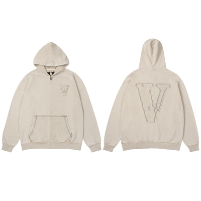 VLONE连帽卫衣2025新款秋冬季美式高街重磅开衫拉链外套男女同款