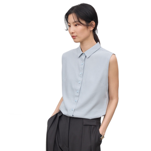 宿·色无袖衬衫女夏季新款基本款简约清凉上衣内搭薄款衬衣