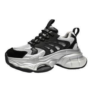 金利来女鞋秋冬新款小个子增高厚底鞋子加绒保暖休闲运动老爹鞋女