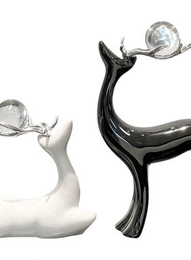 高档鞋柜装饰品招财鹿办公室轻奢