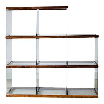 岩璞自由组合玻璃置物架实木透明