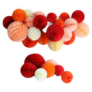 蜂窝球红色圆形灯笼装饰新年挂饰结婚店铺橱窗春节氛围场景布置