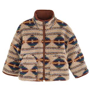 砚台家童装儿童两面穿摇粒绒外套女童花色棉袄宝宝加厚保暖上衣冬