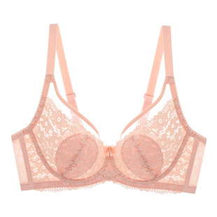 依曼丽内衣女薄款性感蕾丝大胸显小聚拢上托软钢圈防下垂调整文胸
