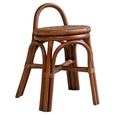 叕木手工编织便携家用提手换鞋凳