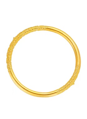 金包银镯子卷草纹黄金黄金手镯女