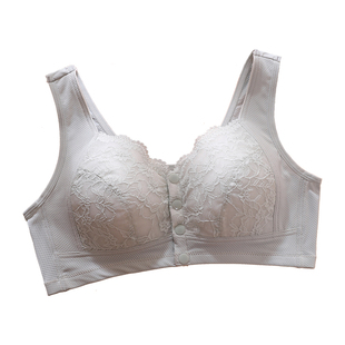 妈妈内衣前扣文胸无钢圈中年妇女背心式纯棉胸罩中老年人夏季薄款