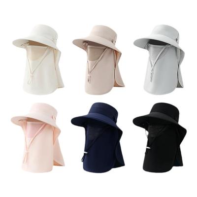 防晒面罩帽子一体护颈女夏季防紫外线户外遮脸渔夫帽男遮阳全方位