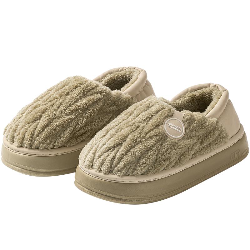 【清仓】远港包跟棉鞋女冬季防滑居家室内保暖加绒厚底棉拖男外穿