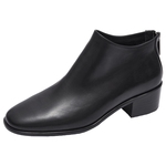 莱尔斯丹秋冬新款真皮通勤法式踝靴中跟拉链女短靴子35201