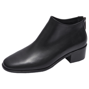 莱尔斯丹秋冬新款真皮通勤法式踝靴中跟拉链女短靴子35201