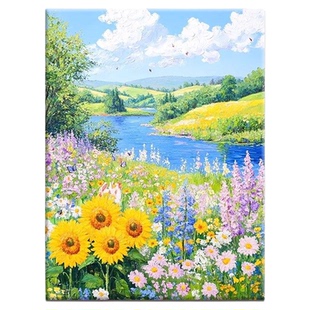 春暖花知风景装饰画小清新阳光唯美治愈成品仿油画卧室客厅摆挂画