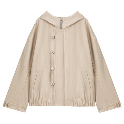 KEIKO轻户外卡其色休闲连帽外套