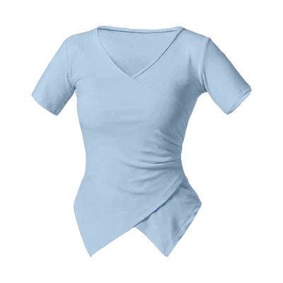 吉舞蓝色舞蹈服套装一整套跳舞服中国古典舞现代舞练功服短袖上衣