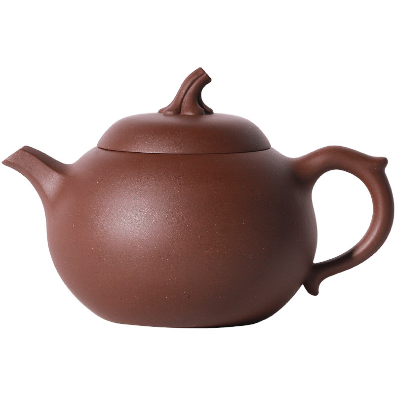 宜兴紫砂壶原矿深井老紫泥茄段壶