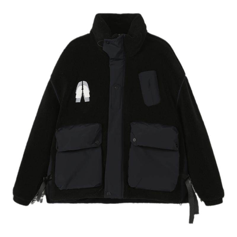 撞色拼接羽绒服羊羔绒外套
