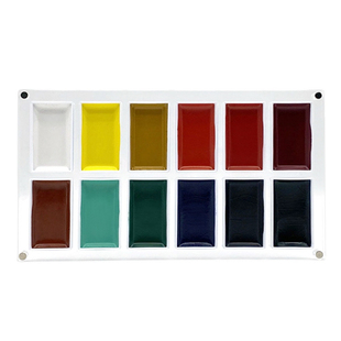 吴竹吉祥绘墨颜彩专用颜料盒亚克力透明磁吸12格 大号36色收纳盒