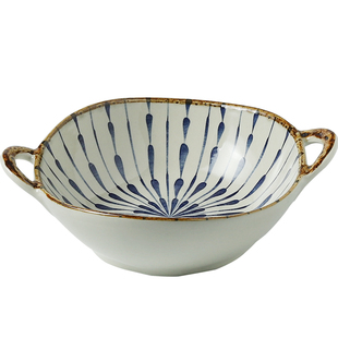 川岛屋日式双耳汤碗家用2025新款餐具陶瓷大号汤盆拉面碗螺蛳粉碗