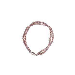 TYUSHA稀有异色天然小米粒珍珠手链女S925银双层叠戴小众设计款