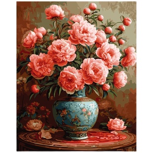 自油自画 数字油画diy手绘手工填充填色减压花卉油彩画 锦上添花