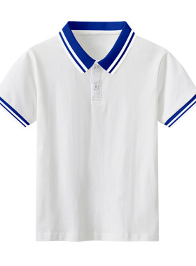 05夏季男女童宝蓝翻领短袖polo衫小学生校服中大童T恤班服夏季