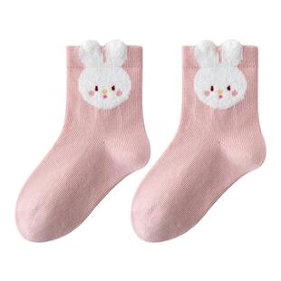 caramella女童袜子春秋纯棉无骨儿童女孩宝宝秋冬可爱卡通中筒袜
