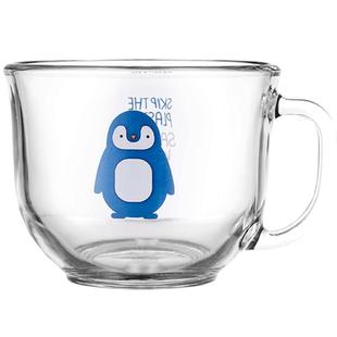 Glasslock进口玻璃杯卡通动物图案带把早餐杯酸奶杯果汁杯牛奶杯