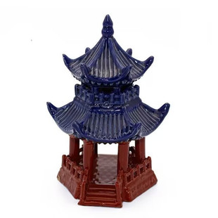盆景摆件 吸水石 假山盆景饰物 陶瓷小凉亭 六角亭 亭子 摆件
