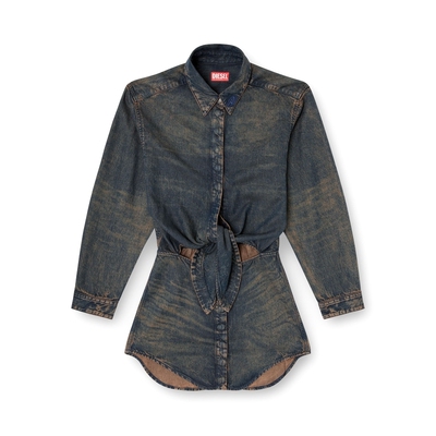 [折扣]DIESEL女士复古做旧长袖牛仔短款连衣裙A19018068TE