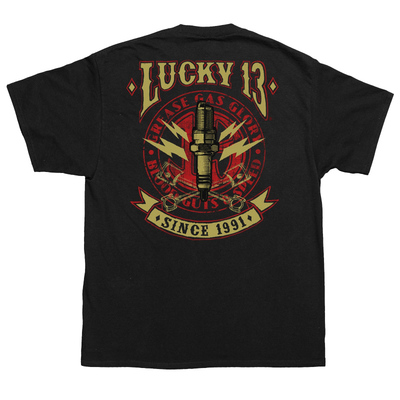 哈雷lucky13西海岸美式复古t恤
