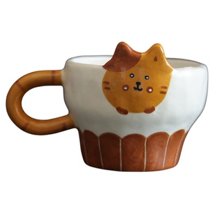 陶瓷杯手绘釉下彩景德镇立体卡通猫咪手握杯陶瓷马克杯牛奶杯送礼