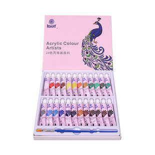 木雕diy涂色24色丙烯画颜料油防水防晒儿童染料画画彩绘套装油彩