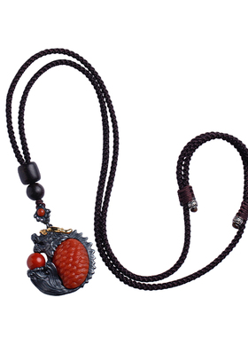 鱼跃龙门纯银镶南红项链吊坠项链