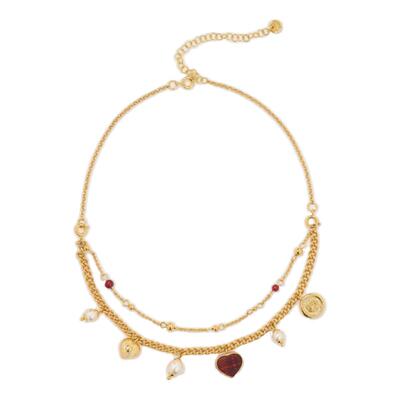 月光舞曲红格纹珍珠项链