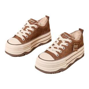 星期六爆款加绒厚底休闲板鞋冬季新款百搭鞋子棉鞋松糕鞋女鞋