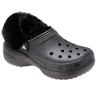 Crocs卡骆驰经典云朵闪耀暖绒洞洞鞋女鞋厚底暖棉花园鞋|211922