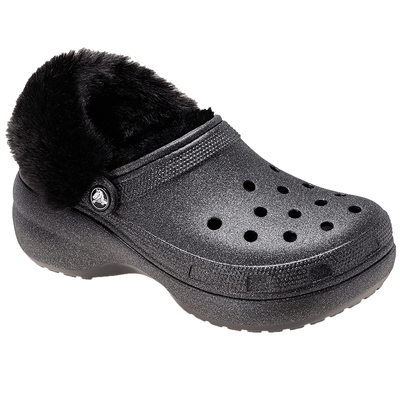 Crocs卡骆驰经典云朵闪耀暖绒洞洞鞋女鞋厚底暖棉花园鞋|211922