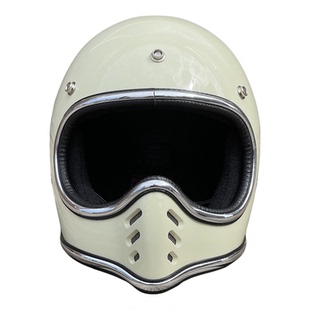 Bornfree同款复古GR RIDER镀铬条小盔体头盔mini 全盔山车盔男女