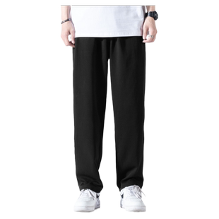 运动裤男宽松直筒春秋款垂坠感黑色卫裤阔腿休闲长裤春夏季裤子