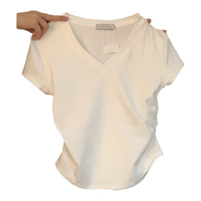 chic甜辣妹V领短袖T恤女夏季韩版