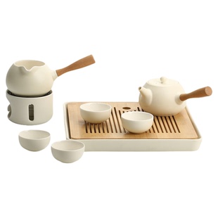 宜集堂奶油风功夫茶具套装家用陶瓷侧把壶泡茶专用一整套乔迁新居