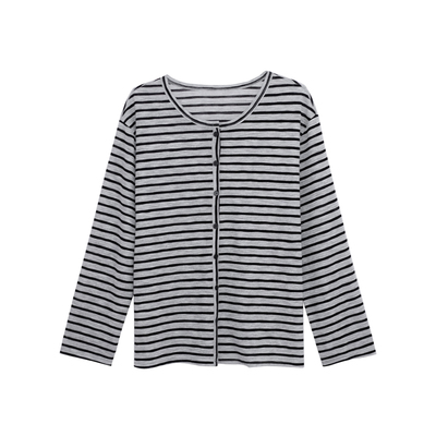 荒荒家色织条纹开衫外套