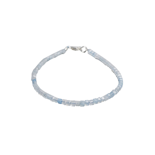 Ciel原创天然冰种海蓝宝手链2mm方块珠极细叠戴脚链项链补金水女