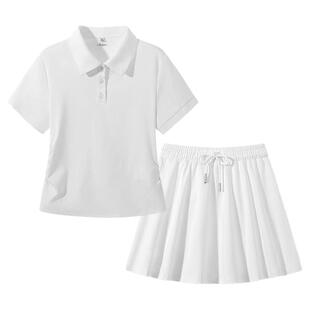 班尼路休闲运动套装女夏季新款POLO领短袖半身短裙穿搭一整套女N
